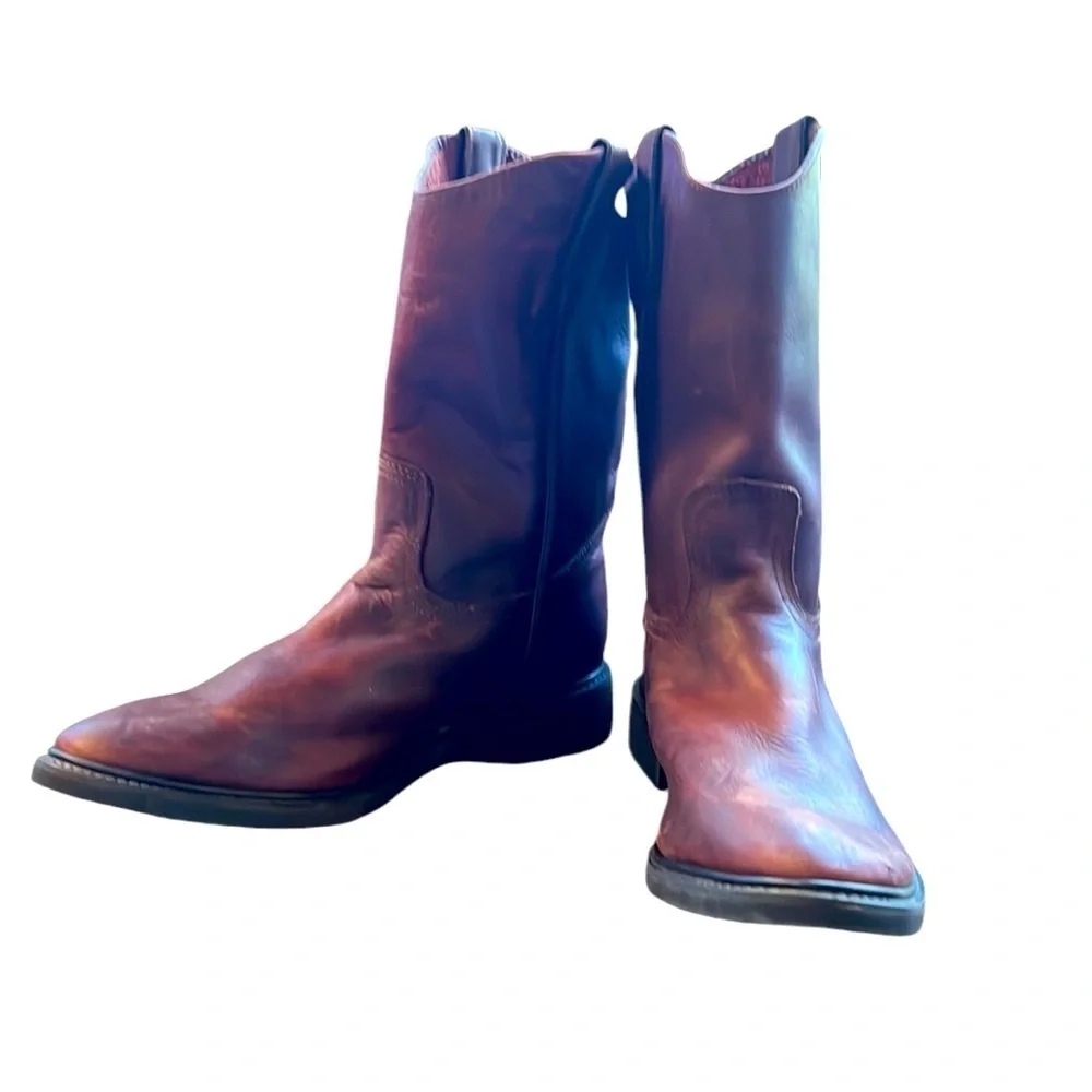 MENS authentic LEATHER roper pull on Establo WORK boots for men New with tag